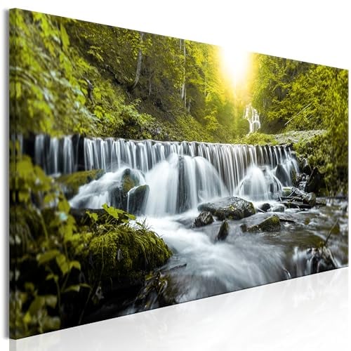 murando Acrylglasbild Wasserfall 135x45 cm 1 Teilig Wandbild auf Acryl Glasbilder Kunstdruck Moderne Acrylglas Platte Wanddekoration Geschenke Heimdekoration Glasbild - Bäume Wald See c-B-0532-k-b