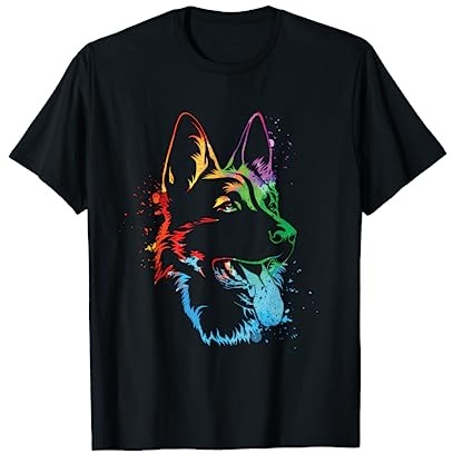 Tierliebhaber Hunde Geschenk Buntes Deutscher Schäferhund T-Shirt
