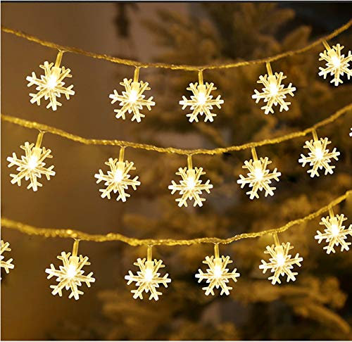 19.6ft 40 LED Schneeflocke Lichterkette, Weihnachtsdekoration Lichter für drinnen und draußen Hochzeit Geburtstagsfeiern (Angetrieben per USB)