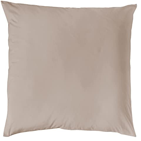 Decoper ® Mako-Satin Kissenbezug aus 100% Baumwolle | Atmungsaktiv & kuschelig weich | Farbe Taupe Beige | 1 teilig - 80 x 80 cm