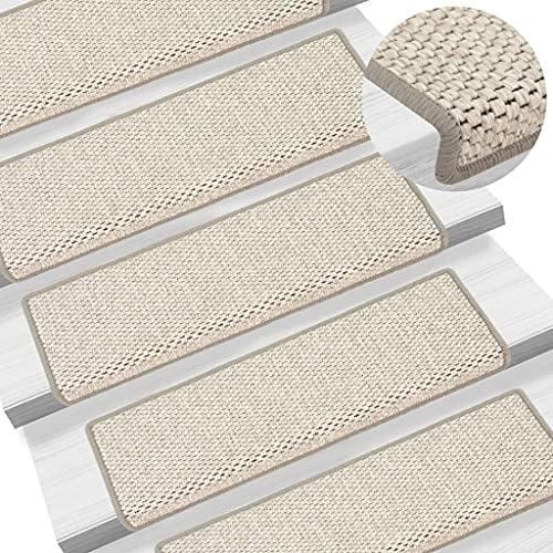 vidaXL Treppenmatten 15 STK., Stufenmatten Selbstklebend, Treppenteppich in Sisal-Optik, Treppenstufenmatte Treppenschutz, 65x21x4cm Platina