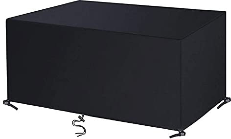 DKHLYB Housse Salon de Jardin 420D Oxford Tissu Housse de Protection pour Mobilier Housse de Table de Jardin Imperméable Bâche de Protection avec Corde et Boucle Verrouillage Noir 180x100x75cm