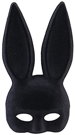 QTJUST Mysterious Bunny Mask Black Rabbit Mask for Women Maskerade Halloween Cosplay Costume Birthday Party Adult Supplies