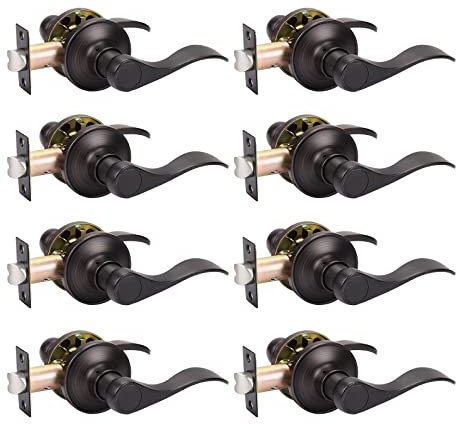 KNOBWELL Confezione da 8 pomelli in bronzo per porte e corridoio maniglie per porte interne in bronzo non bloccabili, reversibili per destra o sinistra