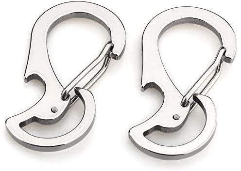 SUPDMZJ 2pcs Stainless Steel 420 Multifunctional Key Chain, Backpack Hook, Carabiner, Bottle Opener., Silver