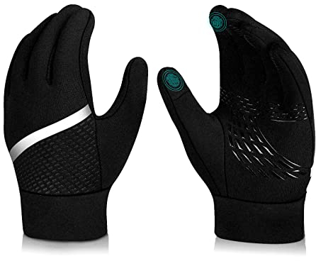 hvoolee Kinder Handschuhe Warme Winterhandschuhe - Touchscreen Fahrradhandschuhe Kids Sport Thermo Fleece laufhandschuhe Mit Anti-Rutsch für Jungen Mädchen Schwarz, XL(10-12 Years)