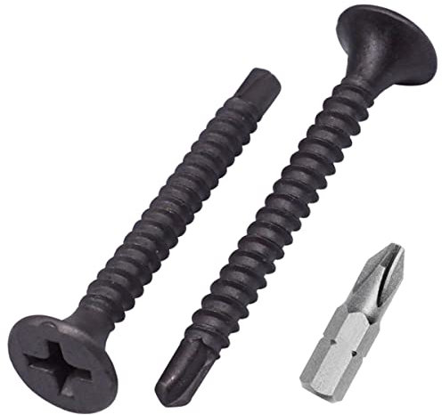 SKIR'CO Lot de 400 vis auto-perceuses pour cloison sèche 3,5 x 35 mm Filetage fin Tête fraisée Noir