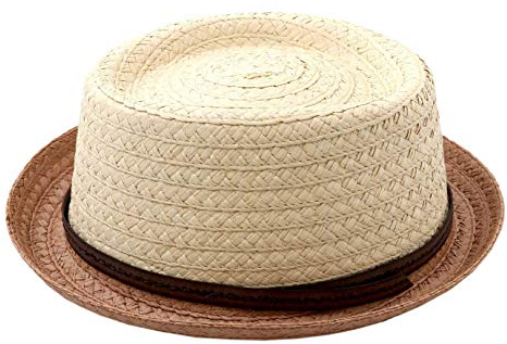Classic Italy - Chapeau Porkpie Paille Homme Twotone Ska - Taille 63 cm - Beige-et-Marron