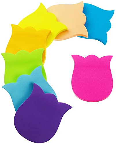 Sticky Notes, 560 Sheets 8 Colors Tulip Shape Self Sticky Notes Pad, Bright Post Stickies, Super Sticky Notes Pad, Colour Sticky Notes for Office Home School Meeting(76mmx76mm)