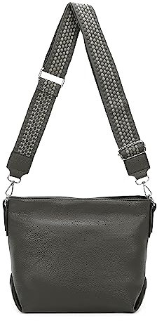Damen Tasche Shopper Hobo-Bags Crossbody Schultertasche Umhängetasche Handtasche Gürteltasche Crossover Kunst-Leder Grau