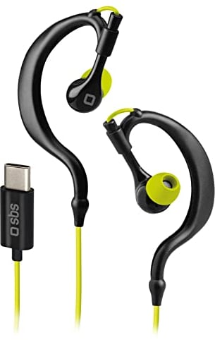 Unbekannt SBS Sport EARSET kabelgebundene Ohrhörer, USB-C Ohrhörer mit Mikrofon für Samsung, Oppo, Xiaomi und andere, IPX5 wasserfeste Sport-Ohrhörer mit 6 Ohrstöpseln inklusive