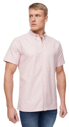 Bewley and Ritch - Camicia da uomo a maniche corte, con stampa e tinta unita, taglia variabile da M, L, XL, XXL, rosa chiaro, M