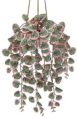 Plantas artificiales colgantes, plantas decorativas artificiales en maceta, planta artificial colgante de eucalipto, plantas de plástico de hoja de corazón para dormitorio, salón, oficina, decoración