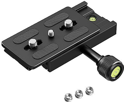 NEEWER 90mm Schnellwechselplatte mit Klemmadapter Set, 3/8 und 1/4 Schraube, Wasserwaage, 3/8 auf 1/4 Schraubenadapter, kompatibel mit Arca Swiss Stativ Einbeinstativ Kugelkopf