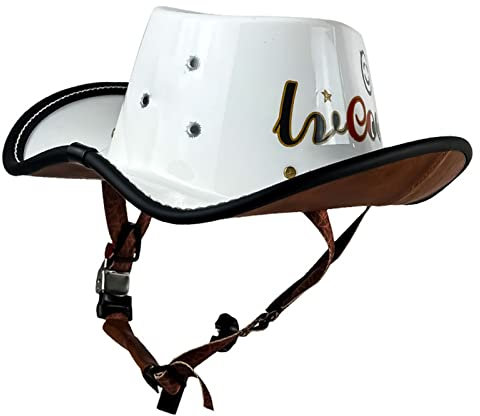 QMMD Retro-Halbhelm, Western-Cowboyhut, Jethelm, Sommer-Cowboyhut, Unisex-Erwachsener Halbhelm mit herausnehmbarem Innenfutter, geeignet für Motorrad, Mopeds, DOT-geprüft
