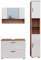 Vicco Badmöbel-Set Irma, Eiche/Weiß Hochglanz, 3 Teile, mit Spiegelschrank 80 cm