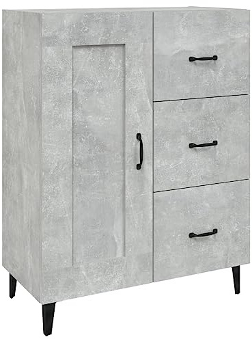 vidaXL Sideboard mit Fächern Schubladen Kommode Anrichte Schrank Beistellschrank Mehrzweckschrank Standschrank Betongrau 69,5x34x90cm Holzwerkstoff