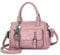 SODOLLEE Sac à Main Femme Sacs à Bandoulière avec Pendentif Exquis Rétro Sac Portés Main PU Cuir Sac Fourre Tout Dames pour Voyage Fête Achats Rose