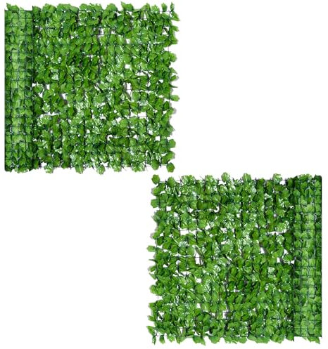Outsunny Lot de 2 Haies artificiels érable Brise-Vue décoration Rouleau 3L x 1H m Feuillage réaliste Anti-UV Vert