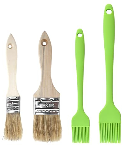 4Pcs Pennello da Cucina in Silicone, Resistente al Calore, Antiaderente, per Grigliare, Cuocere, e Marinare, Utensili da Cucina Versatili per Pane, Torte, Arrosti - Facile Pulizia e Durevole