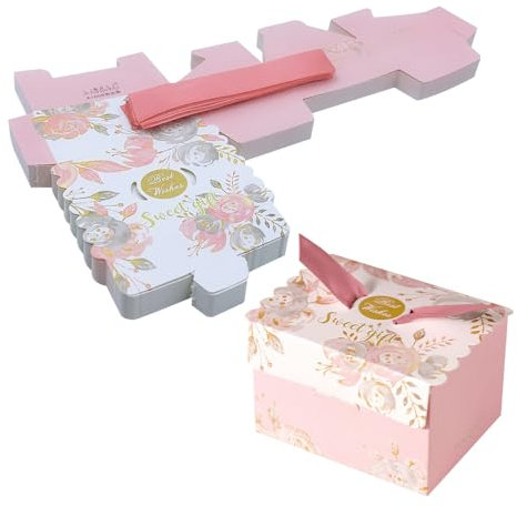 ONEBO 30 Stück Papier Süßigkeiten Kasten,Geschenkbox zur Hochzeit,Kästen Gastgeschenk Box,für Hochzeit Feier,Hochzeitstag Party,Motto-Party(Rosa und weiße Farbgebung)