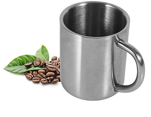 Hapivida Taza de Doble Pared de Acero Inoxidable, Taza de Café de Metal de 220ml, Taza de Té, Taza Tipo Jarro de Cerveza, Tazas de Viaje para Acampar con Asa