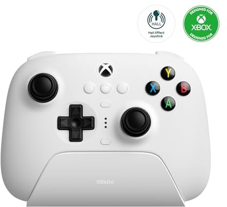 8Bitdo Ultimate 3-mode Controller for Xbox, Hall Effect Joysticks, Compatible with Xbox Series X|S, Xbox One, Windows, and Android - Officially Licensed (White)