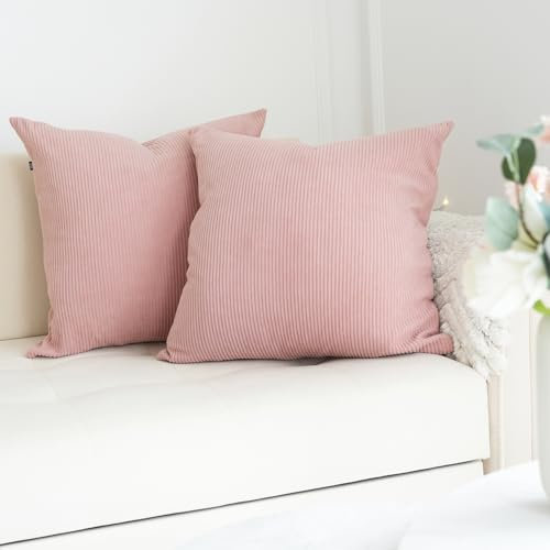 Kissenbezug 40x40 Rosa Cord – Struktur Kissenhülle für Sofa, Couch & Bett – Reißverschluss – Waschbar, Weich, Elegant & Deko-tauglich – Stylischer Cord Bezug für Schlafzimmer, Deko & Sofakissen
