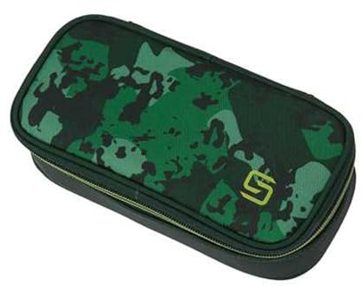 Walker 49711-347 - Fame 2.0 School Pencil Box Uni Camo Green, Federmappe mit geräumigem Hauptfach und doppelseitiger Trennwand mit 20 Stiftfächern, wasser- und schmutzabweisend, 21 x 10 x 6 cm