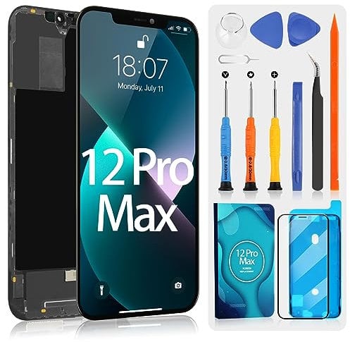 ARSSLY For iPhone 12 Pro Max Screen Replacement,LCD Display Touch Screen Digitizer Assembly A2411 A2410 A2412 with Repair Kits(Black,6.7 inch)