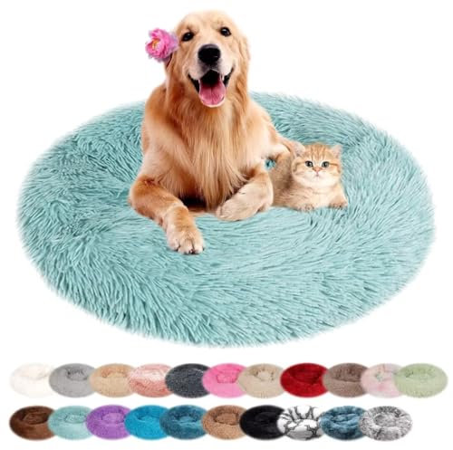 nvdsivee Hundebett Rund Katzenbett PlüSch Hundebetten Maschinenwaschbar Hundematte Hundekissen für Kleine Mittelgroße Grosse Hunde mit Rutschfestem Boden GrüN 50cm
