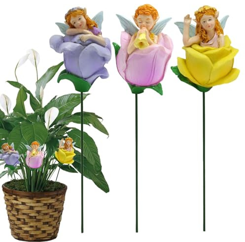 Miniatur-Feen-Figuren aus Kunstharz, Blume, Fee, Fliegen, Flügel, Gartenzubehör, Gartendekoration, kreativer Feengarten, kleine Ornamente für D-IY, Landschaftsszene, Gartendekorationen, 3 Stück
