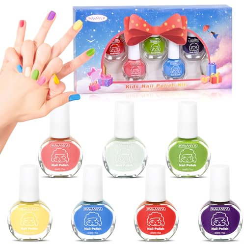 Wakaniya Kids Nail Set - Mini, Glow-in-the-Dark, Non-Toxic, Water-Based, Peel-Off, Quick Dry, Low Odor Toddler Nail Polish