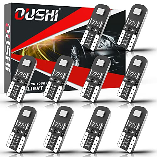 OUSHI T10 501 LED Bulb, Canbus Error Free W5W 194 168 2825 High Power 2835 Chipset 12V Car Interior Dome Map Door Courtesy License Plate Lights, Blue(Pack of 10)