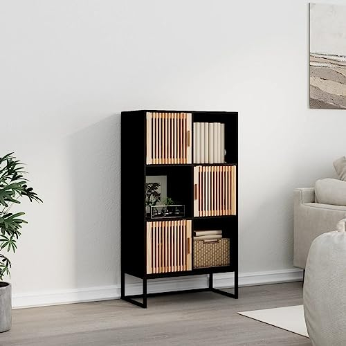 Iiaky Highboard Schwarz 70x35x125 cm Holzwerkstoff Highboard Wohnzimmer Esszimmerschrank Wohnzimmer SchräNke Highboard Vintage Buffetschrank