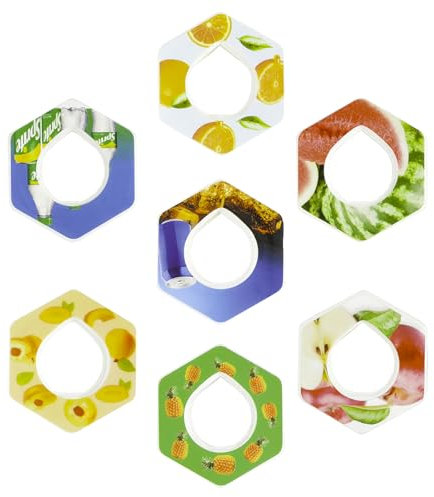 Newscz 7 Cartucce Aromatizzanti Frutti Misti per Bottiglia D'acqua con Inserto Forma di Goccia,Contiene Arancia,Anguria,Mela.Ananas,Pesca,Sprite,Cola per Air Borraccia con Cialde(Pacchetto E)