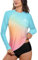 BesserBay Damen Oberteil Badeshirt UV Shirt Langarm Rundhals Mehrfarbig UPF 50+ Sonnenschutz Rash Guard S