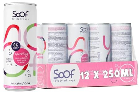Soof Sparkling aus Rose, Kardamom, Birne & Apfel - 12 x 250 ml | Natürliches Erfrischungsgetränk ohne Zusatzstoffe - 100% natürlich, 0% Müll - Nur von Natur aus enthaltene Zucker - Prickelnd