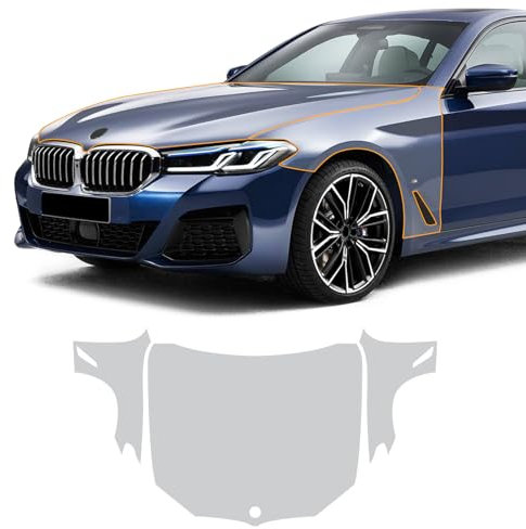 FDAIUN PPF Lackschutzfolie für BMW 5er G30 M Sport 2021 2022 2023 TPU PPF Folie Transparent Schutzfolie Zubehör (Motorhaube + Kotflügel 3St.)
