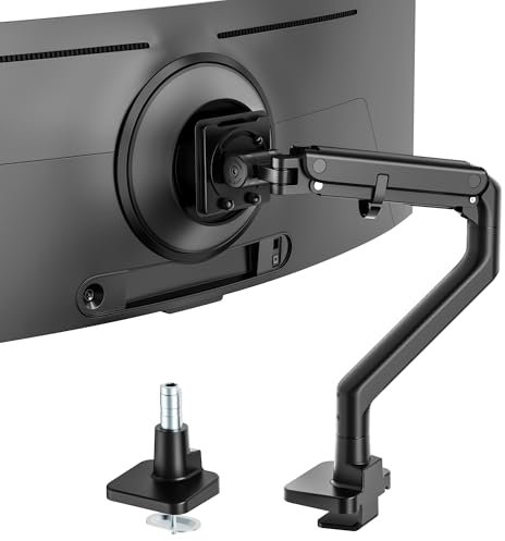 monTEK Hochbelastbarer Monitor Halterung für 17 bis 57 Zoll Bildschirme, Monitor Arm mit Gasfeder, Verstellbarer Bildschirmhalterung für 27Kg Computer Bildschirme, Monitorhalterung VESA 75/100 mm