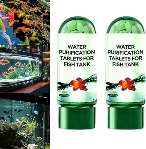Powerful Aquarium Water Purification Tablet, Water Purification Tablets, Aquarium Remover, Non-Toxic and Fast Water Purification, Water Purification Tablets for Fish Tank, Fish Tank Aqua Safe (2 Pcs)