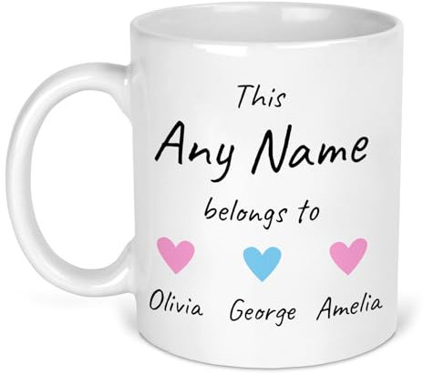 Personalised Custom Name Mug – Add Your Own Text & Heart Design – Gift for Mum, Grandma, Nanny, Dad, Grandad, Birthday, Christmas