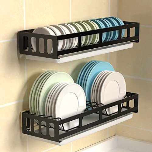 SQMGFA Abtropfgestell für Geschirr, Küchen-Abtropfgestell aus Edelstahl zur Wandmontage, Abtropfgestell mit Auffangwanne, Küchen-Aufbewahrungsregal, 2-stufiges Abtropfgestell für Geschirr, für