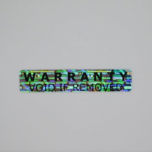 1.000 pcs hologram security sticker WARRANTY VOID IF REMOVED 50x10 mm, silver