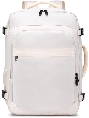 ENZOSUM Handgepäck Rucksack 45x36x20 für Easyjet 30L Groß Reisetasche Handgepäck 15.6-Zoll-Laptop Rucksack für Herren Damen,Beige