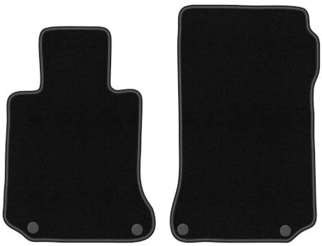 Velours-Fußmatten vorne passend für Mercedes W207 Coupe 2009-, Schwarz | passend für E-Klasse; dünner Velours-Teppich (Polypropylen), ca. 4 mm; rutschfest, runde Befestigungen (Typ MS)