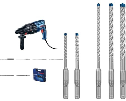 Bosch Professional Bohrhammer GBH 240 (mit SDS plus, 790 W, inkl. Bohrer-Set, Handwerkerkoffer) + 5x Expert SDS plus-7X Hammerbohrer Set (für Stahlbeton, Ø 5-10 mm)