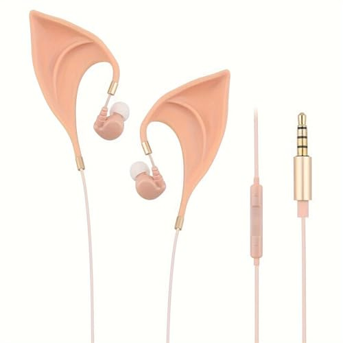 URIZONS 3,5mm Kabelgebundene Elfen-Ohrhörer, In-Ear Kopfhörer mit Elfenohren-Design, Cosplay-Kostüm Zubehör, Rosa