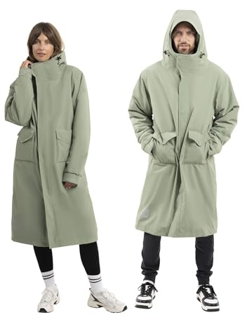 Red Original Slimline EVO Pro Unisex Waterproof Parka Jacket - Fleece Lined, Tailored Slim Fit, Hooded, 100% Recycled Fabric (Sage Green, L)