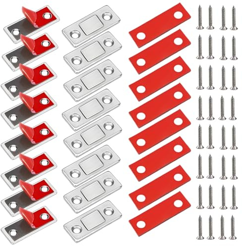JUGUTA Chiudiporta Calamita Adesivo Chiusura Magnetica Chiusura Porta Ultra Sottile Chiusure Magnetiche Per Ante (8 Pezzi, Argento)